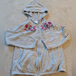 Gymboree Gray and Red Floral Hoodie Sweatshirt